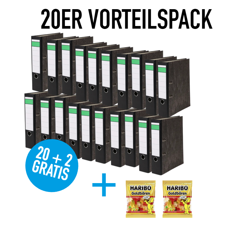 20x Ordner Wolkenmarmor DIN A4 80 mm + GRATIS 2x Haribo Fruchtgummi Goldbären 100 g